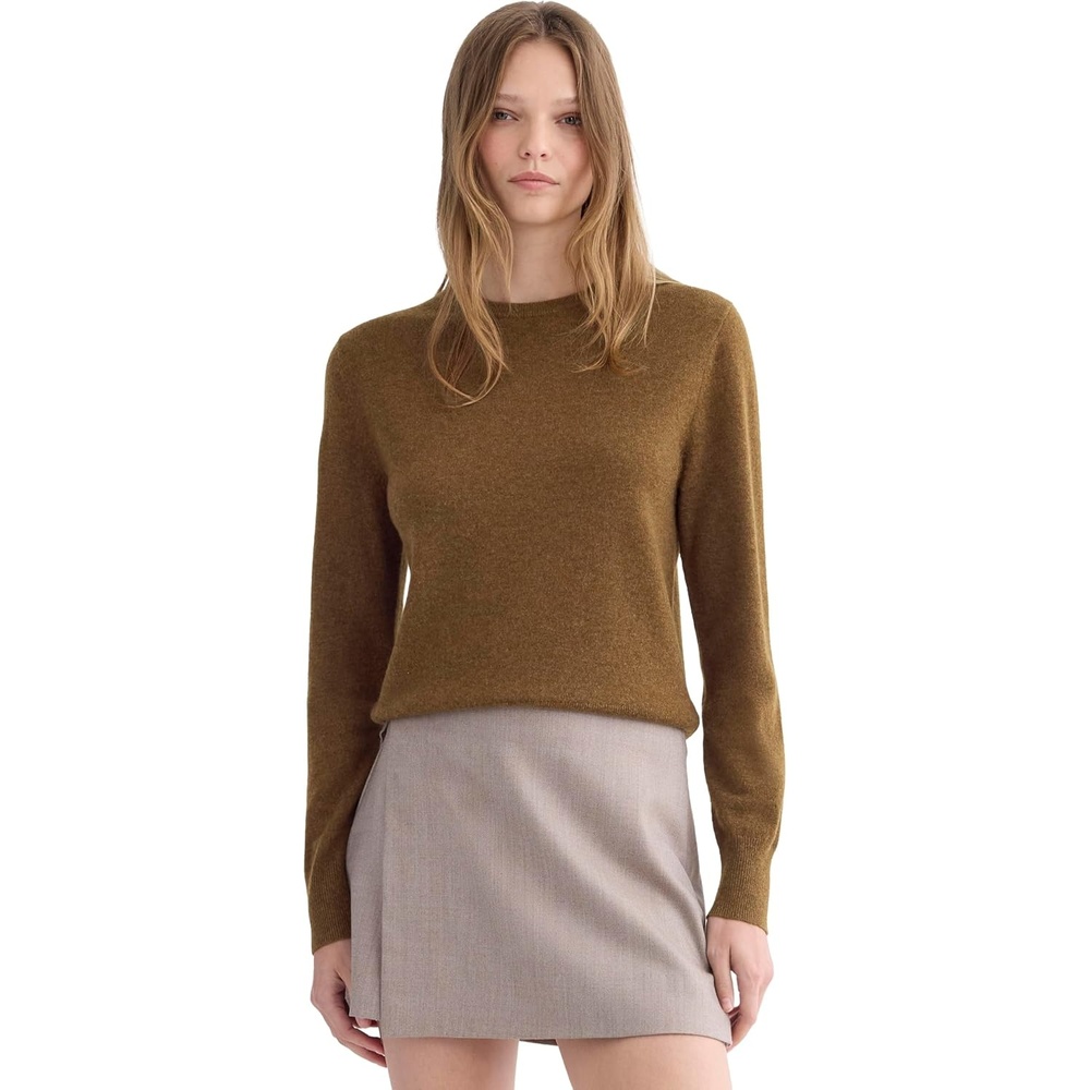 image:imageEverlane Womens Everlane Cashmere Slim Crew SweaterHeathered Toffee