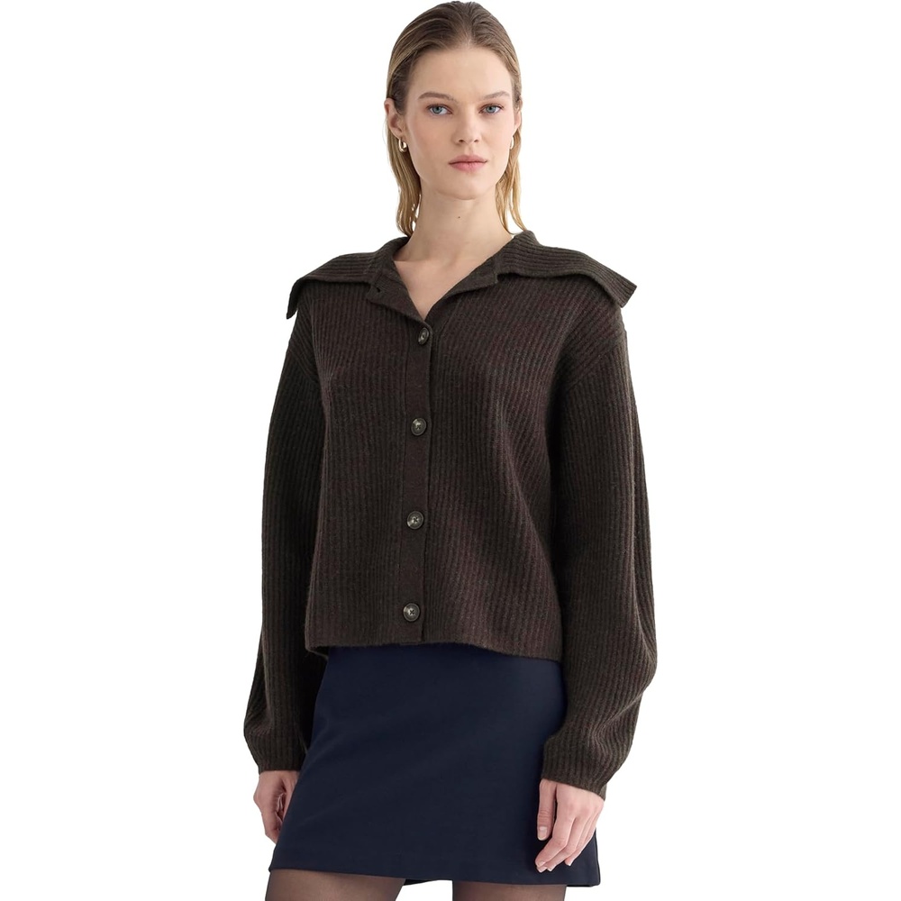 image:imageEverlane Womens Everlane Fisherman Cardigan in Wool CashmereAmericano Brown