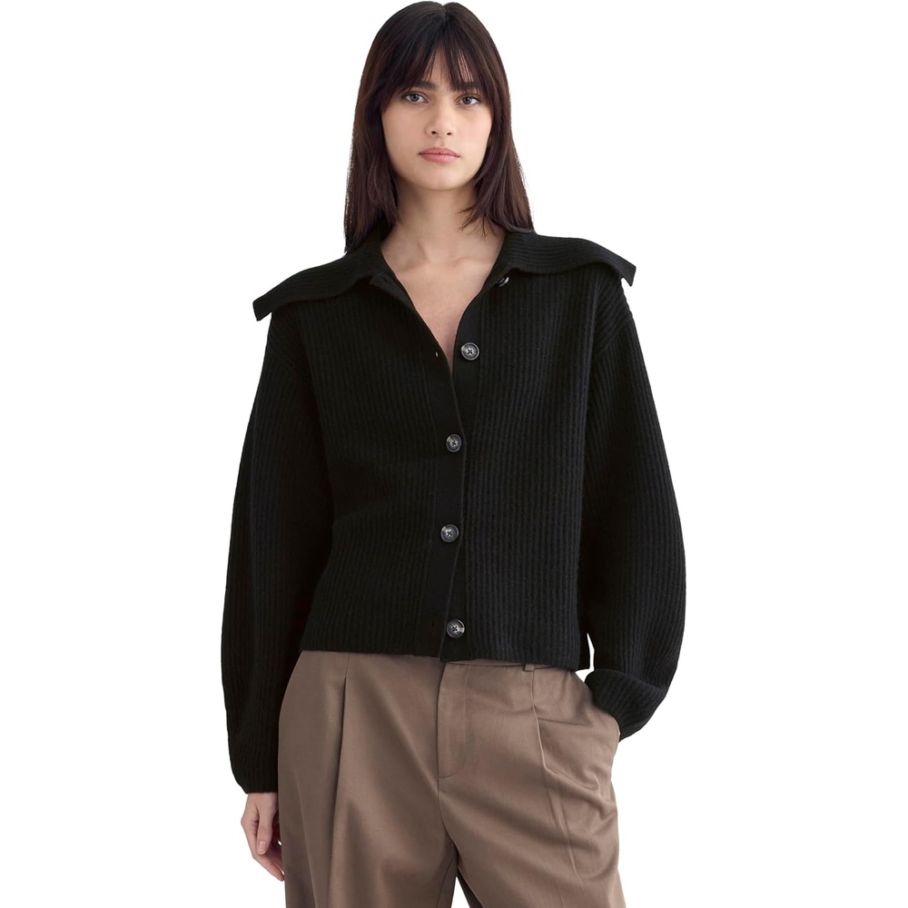 image:imageEverlane Womens Everlane Fisherman Cardigan in Wool CashmereBlack