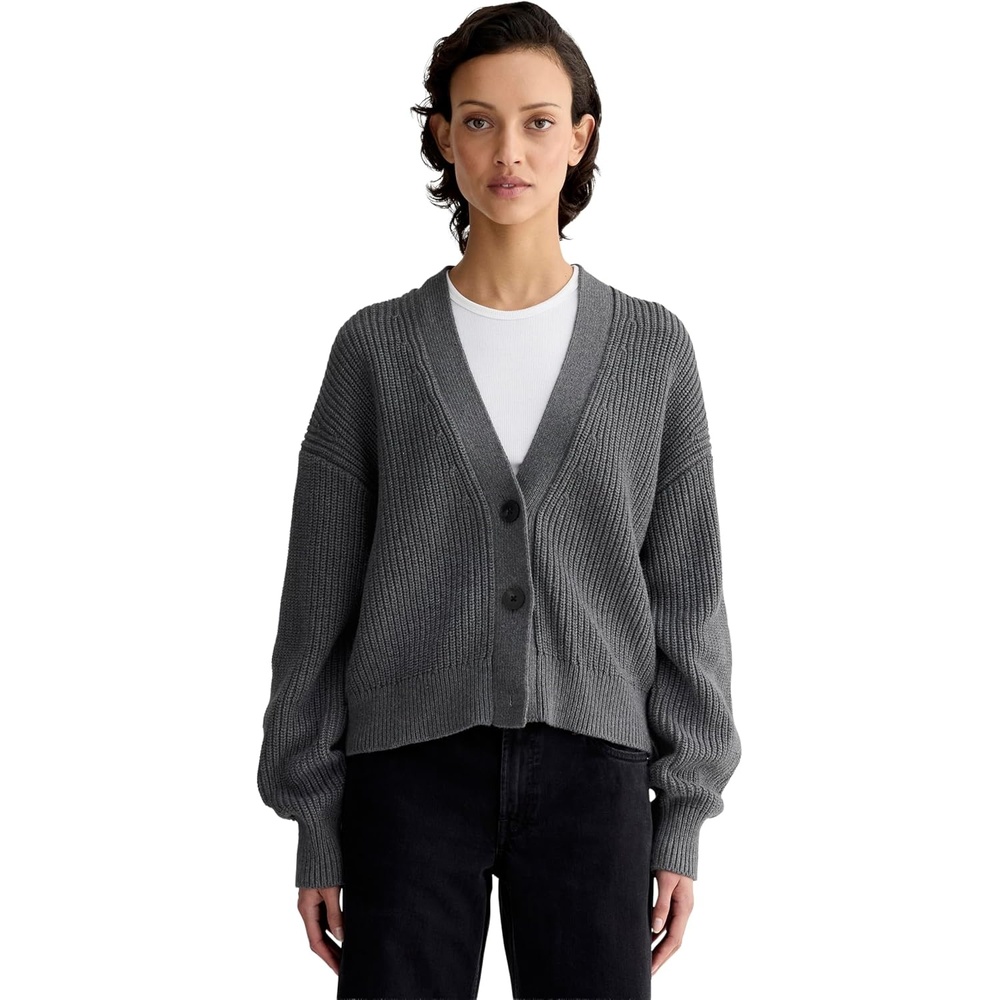 image:imageEverlane Womens Everlane The Boxy Cardigan in Everyday CottonHeathered Charcoal