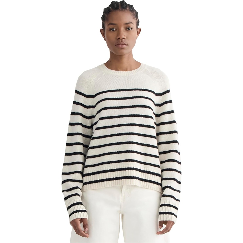 image:imageEverlane Womens Everlane The Boxy Crew in CashmereBone Black