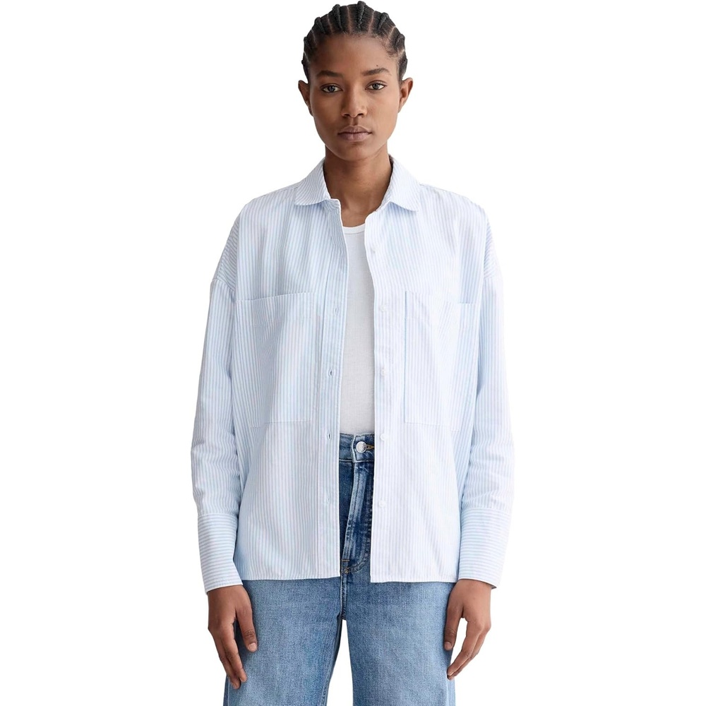 image:imageEverlane Womens Everlane The Boxy OxfordWhite Blue