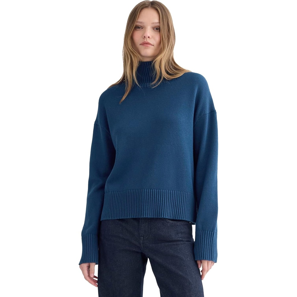 image:imageEverlane Womens Everlane The Boxy Turtleneck in Everyday CottonDeep Lazuli Blue