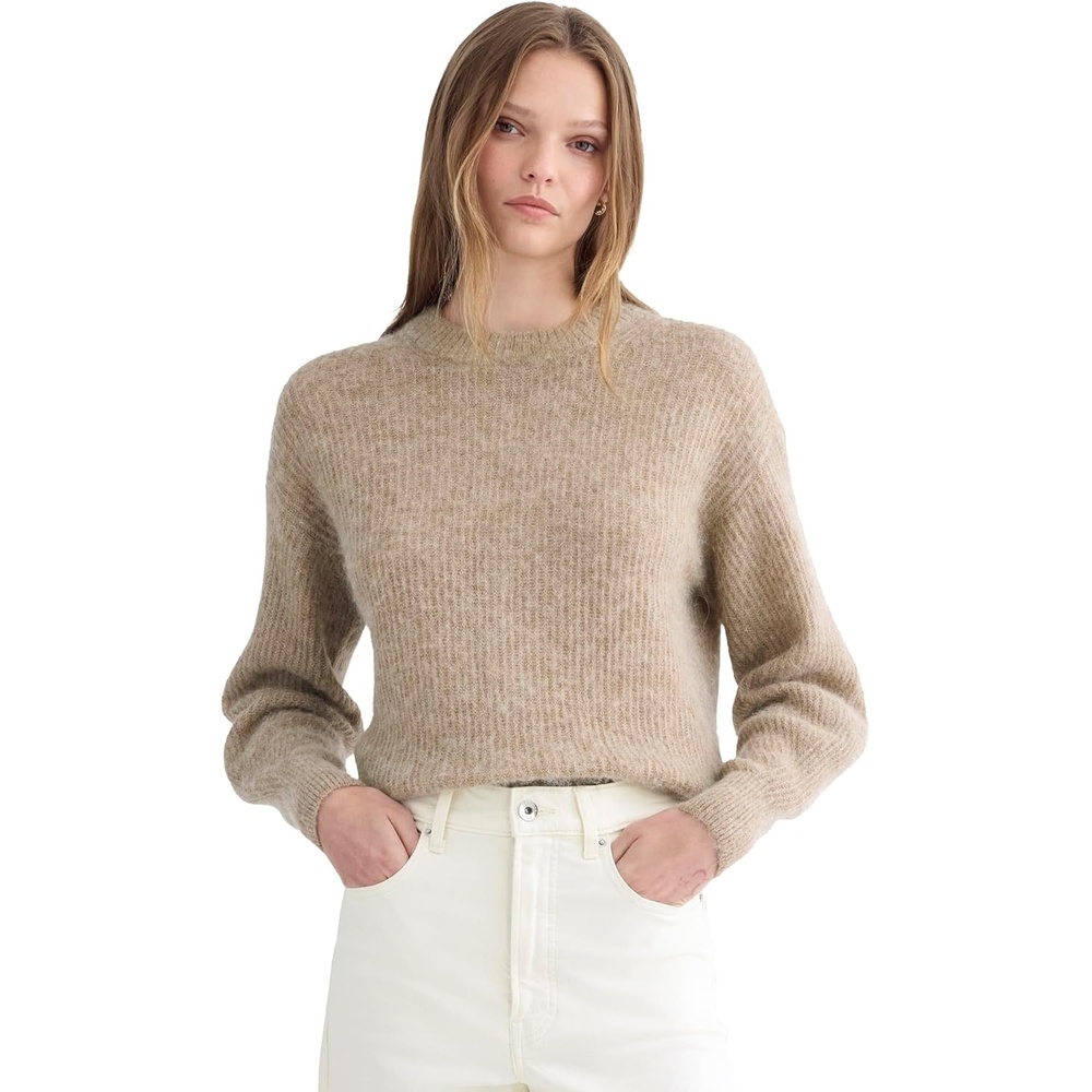 image:imageEverlane Womens Everlane The Cocoon Crew in AlpacaDark Heathered Camel