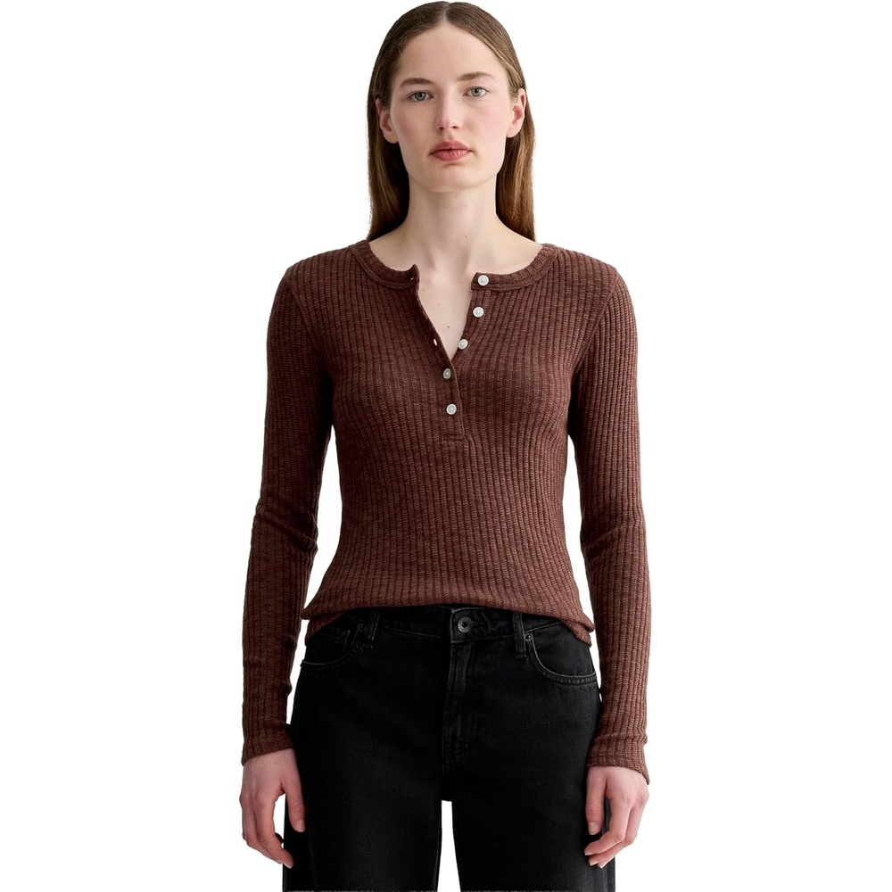 image:imageEverlane Womens Everlane The Cozy Rib HenleyDark Mahogany