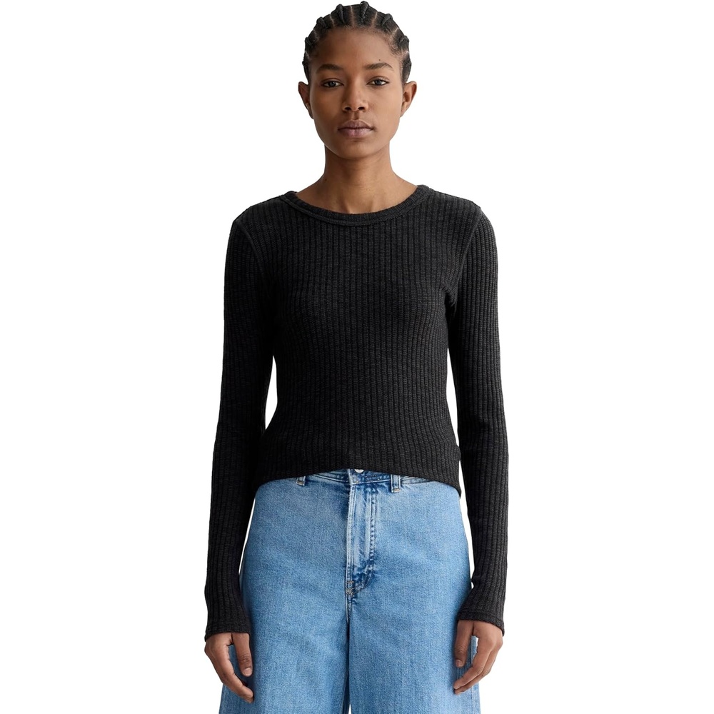 image:imageEverlane Womens Everlane The Cozy Rib LongSleeve TeeBlack
