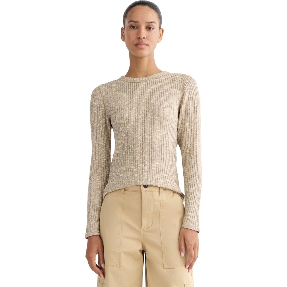 image:imageEverlane Womens Everlane The Cozy Rib LongSleeve TeeCornstalk Bone Twist