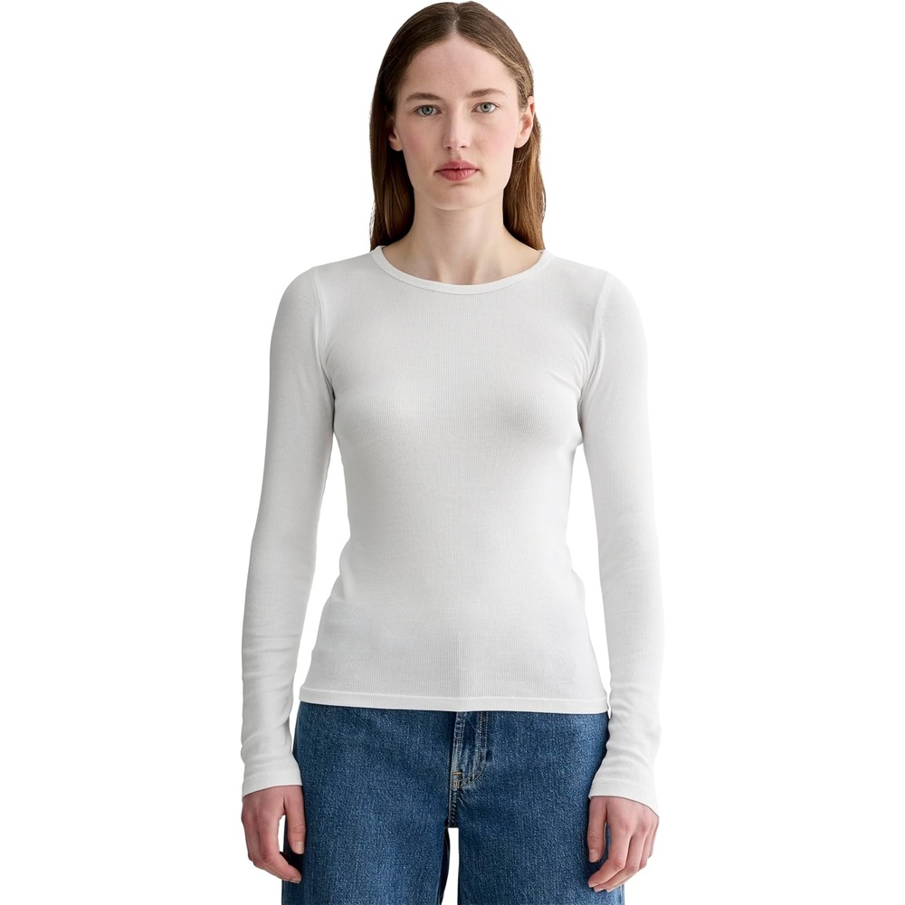 image:imageEverlane Womens Everlane The Luxe Rib LongSleeve CrewWhite