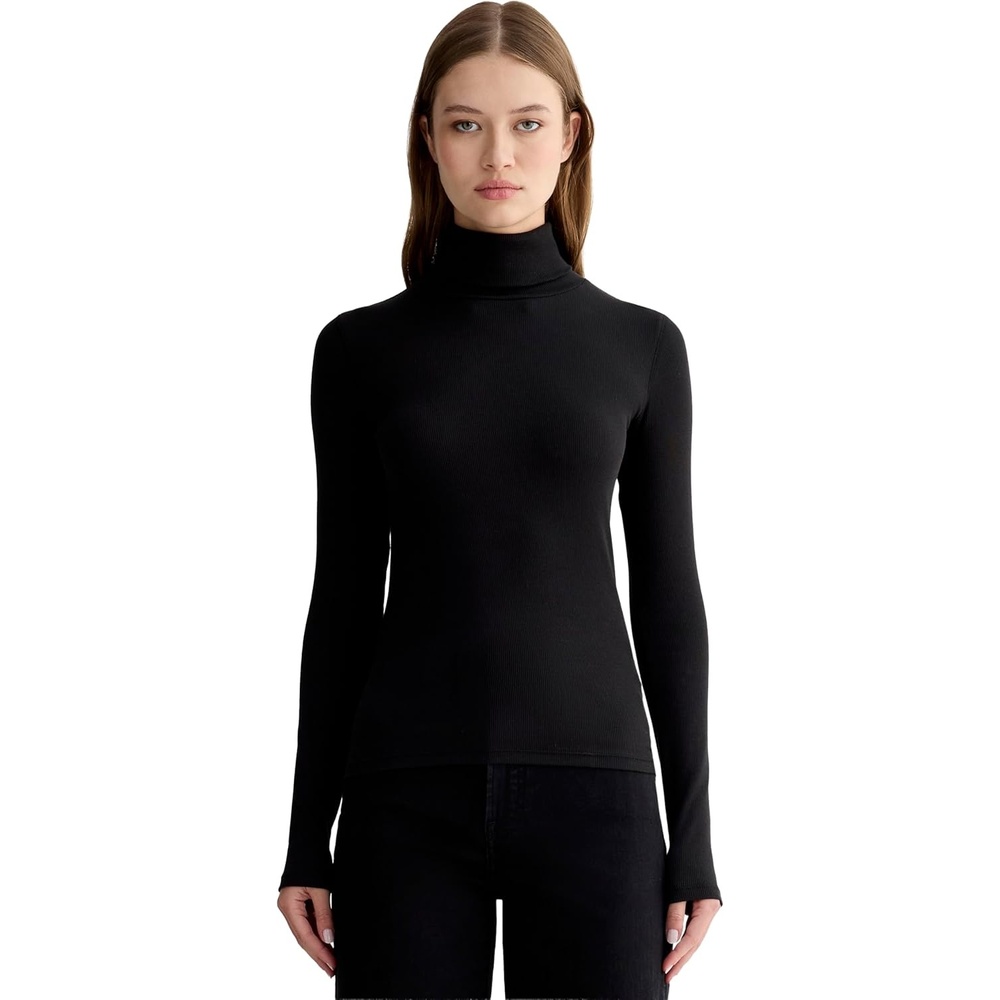 image:imageEverlane Womens Everlane The Luxe Rib TurtleneckBlack