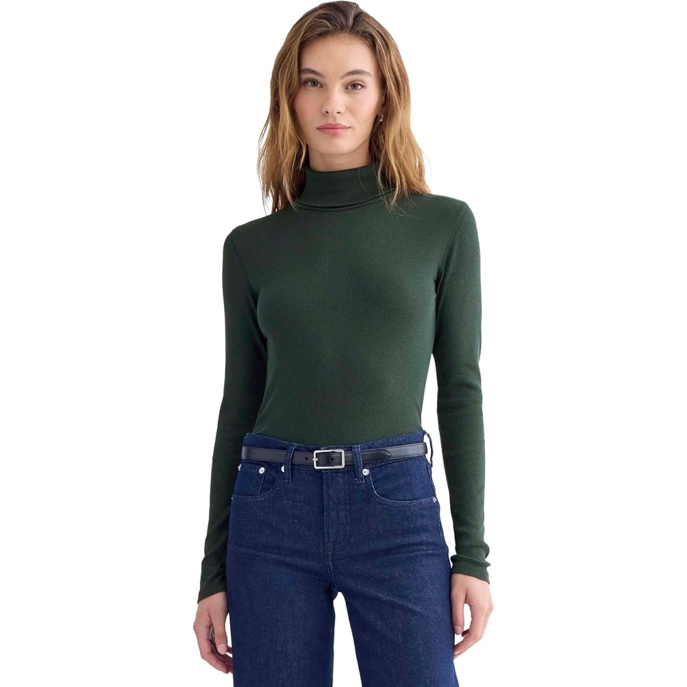 image:imageEverlane Womens Everlane The Luxe Rib TurtleneckHeathered Dark Sea