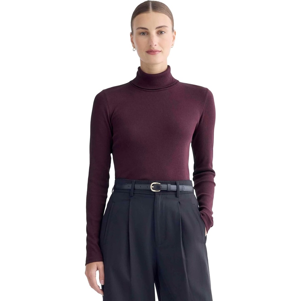 image:imageEverlane Womens Everlane The Luxe Rib TurtleneckHeathered Port Royale
