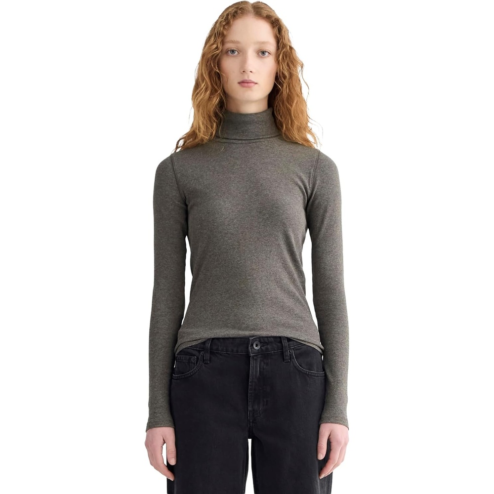 image:imageEverlane Womens Everlane The Luxe Rib TurtleneckWashed Heathered Fatigue