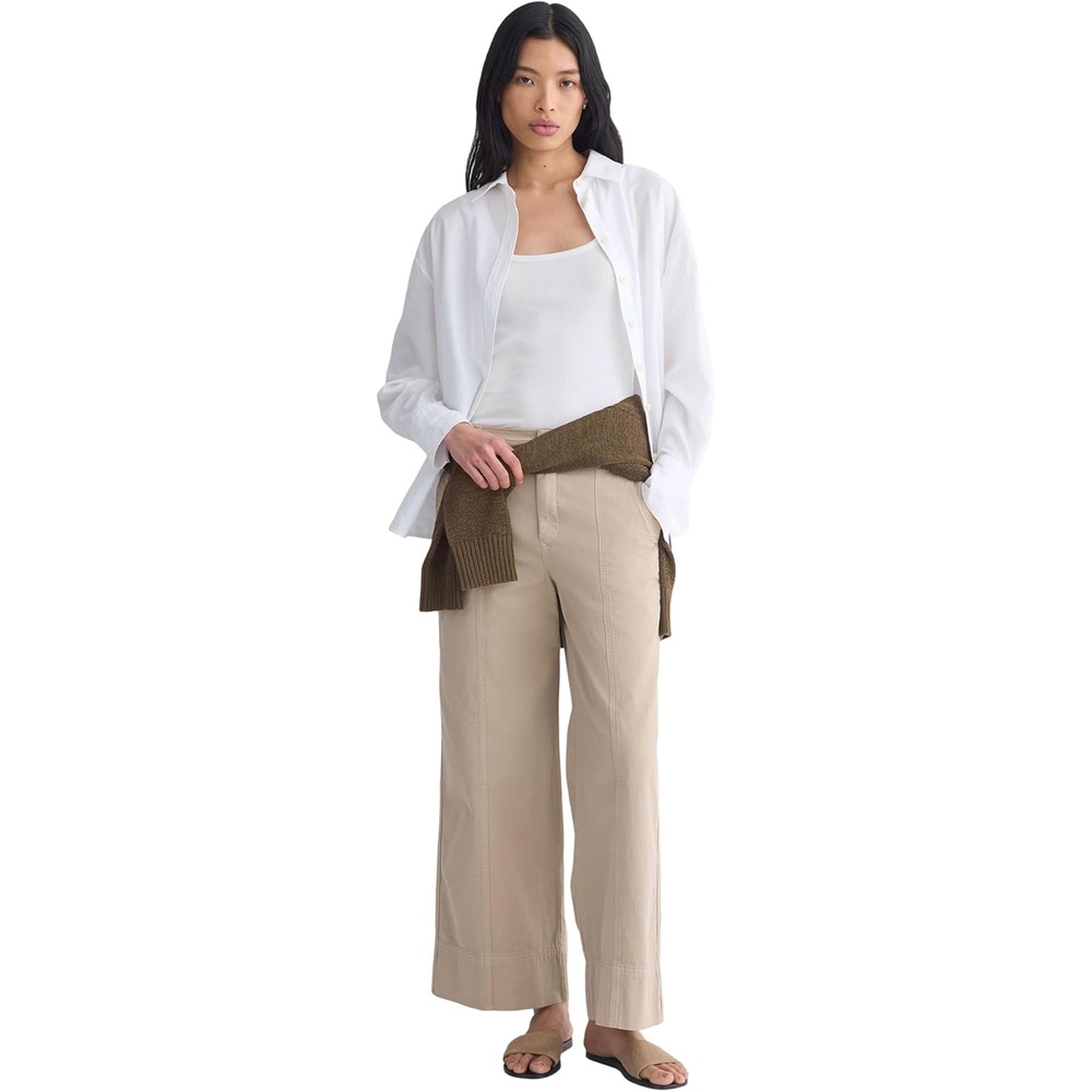 image:imageEverlane Womens Seamed WideLeg Pant OCS Organic Cotton Linen Blend HighRise WideLeg TrouserTrench Coat Khaki