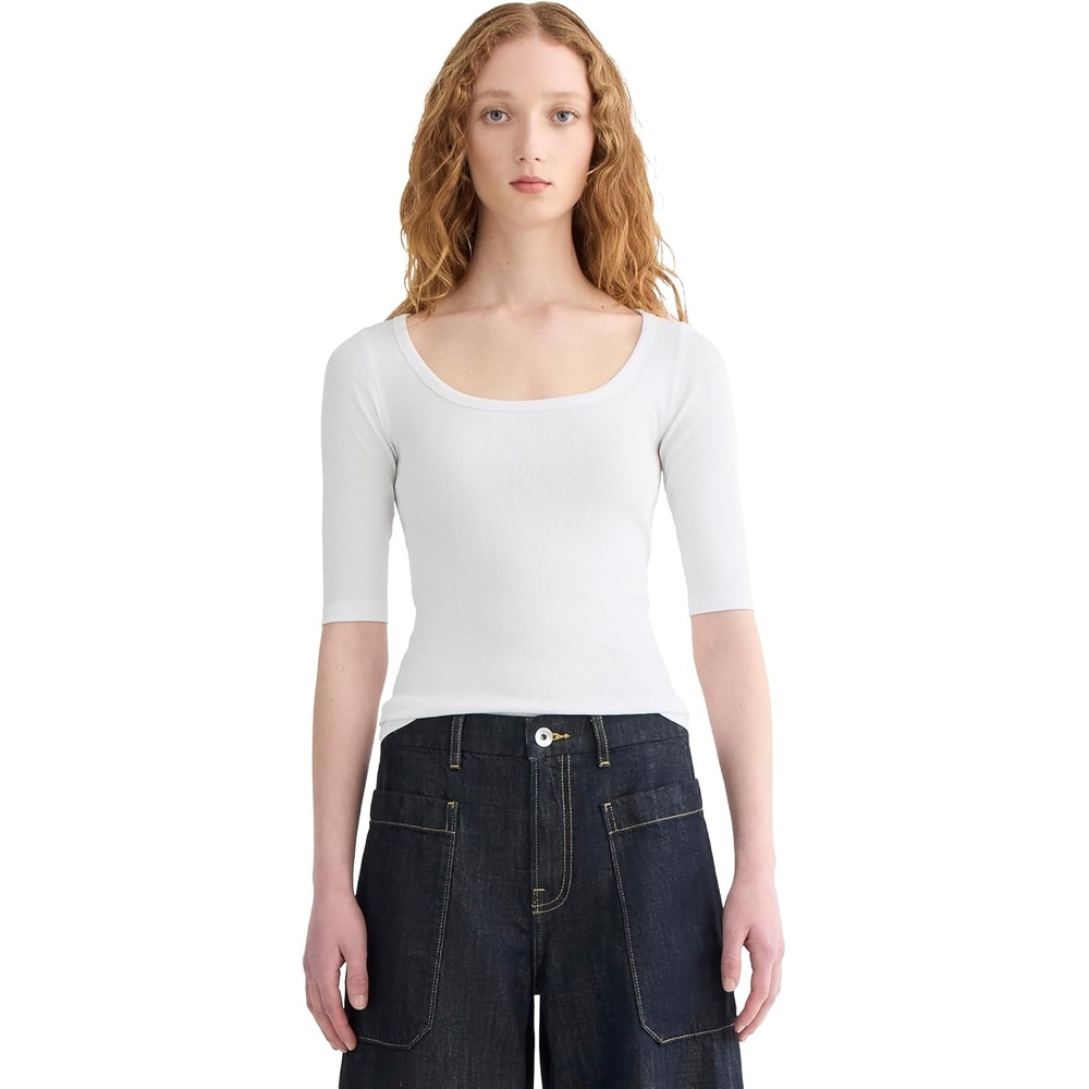 image:imageEverlane Womens The Luxe Rib ScoopNeck TeeWhite