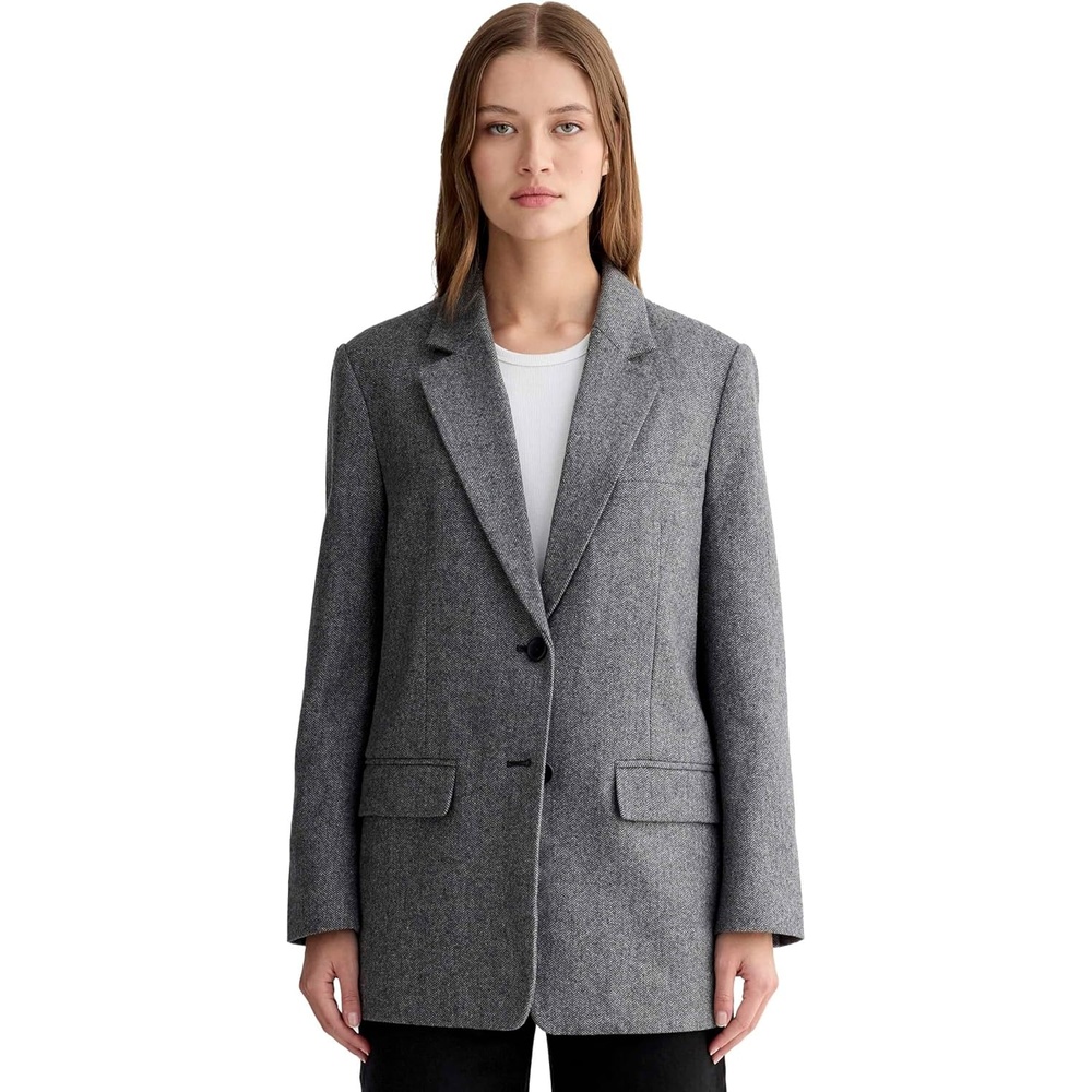 image:imageEverlane Womens The Oversized Blazer in WoolGrey Herringbone