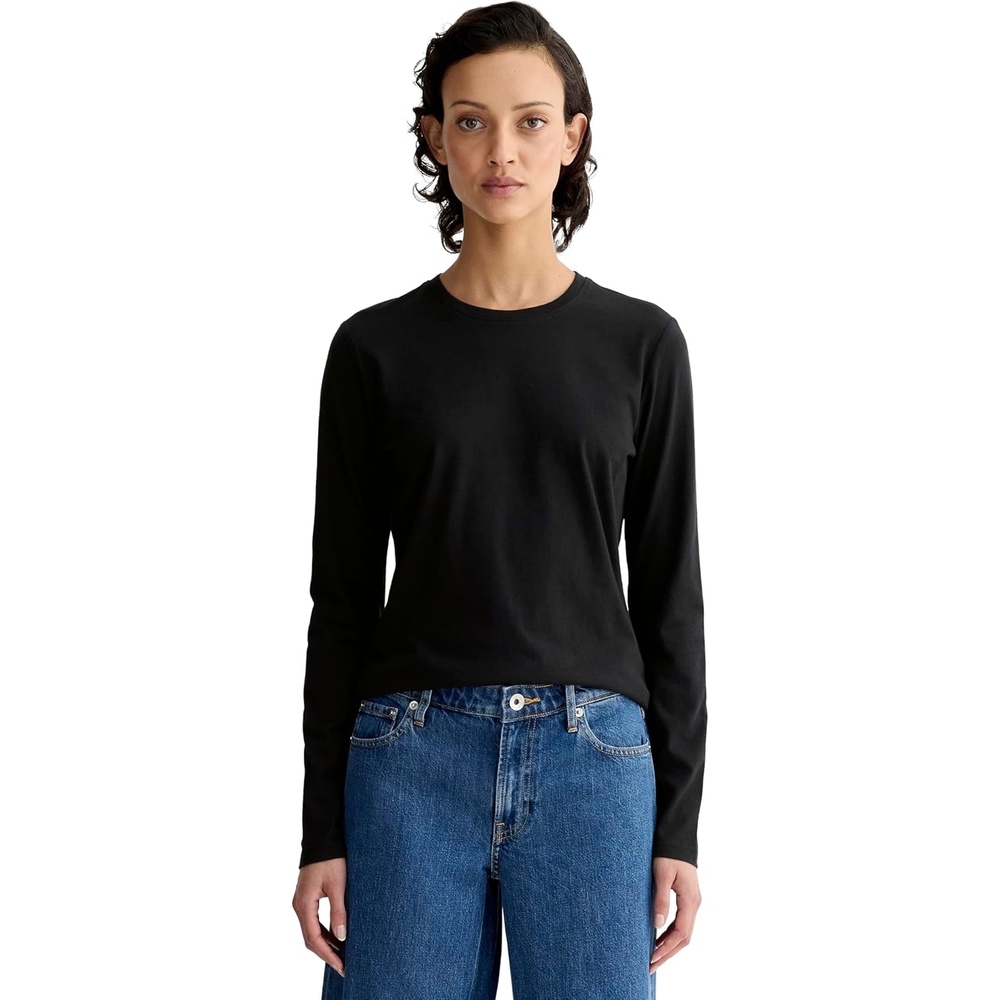 image:imageEverlane Womens The Slim LongSleeve Crew in Essential CottonBlack
