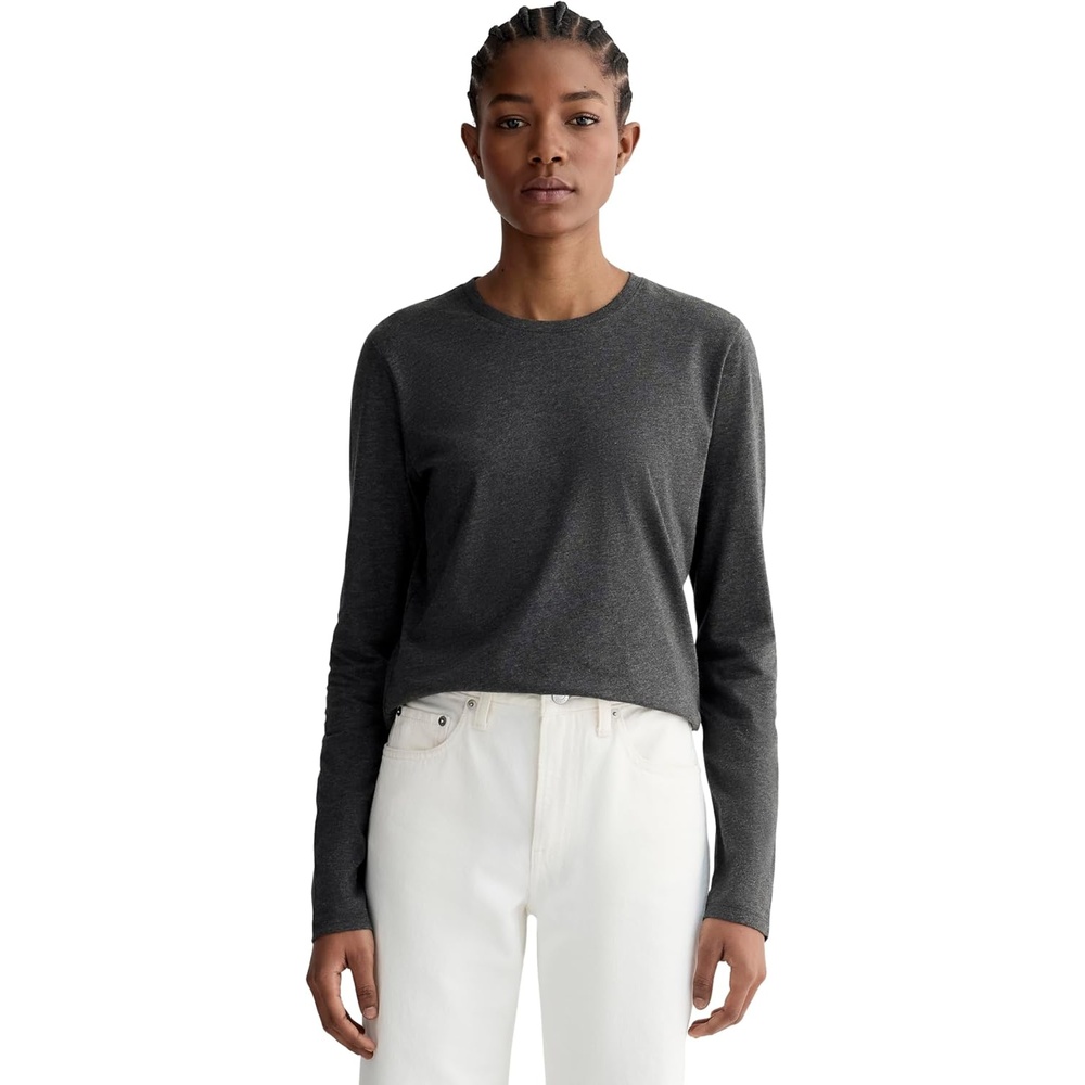 image:imageEverlane Womens The Slim LongSleeve Crew in Essential CottonHeathered Soot