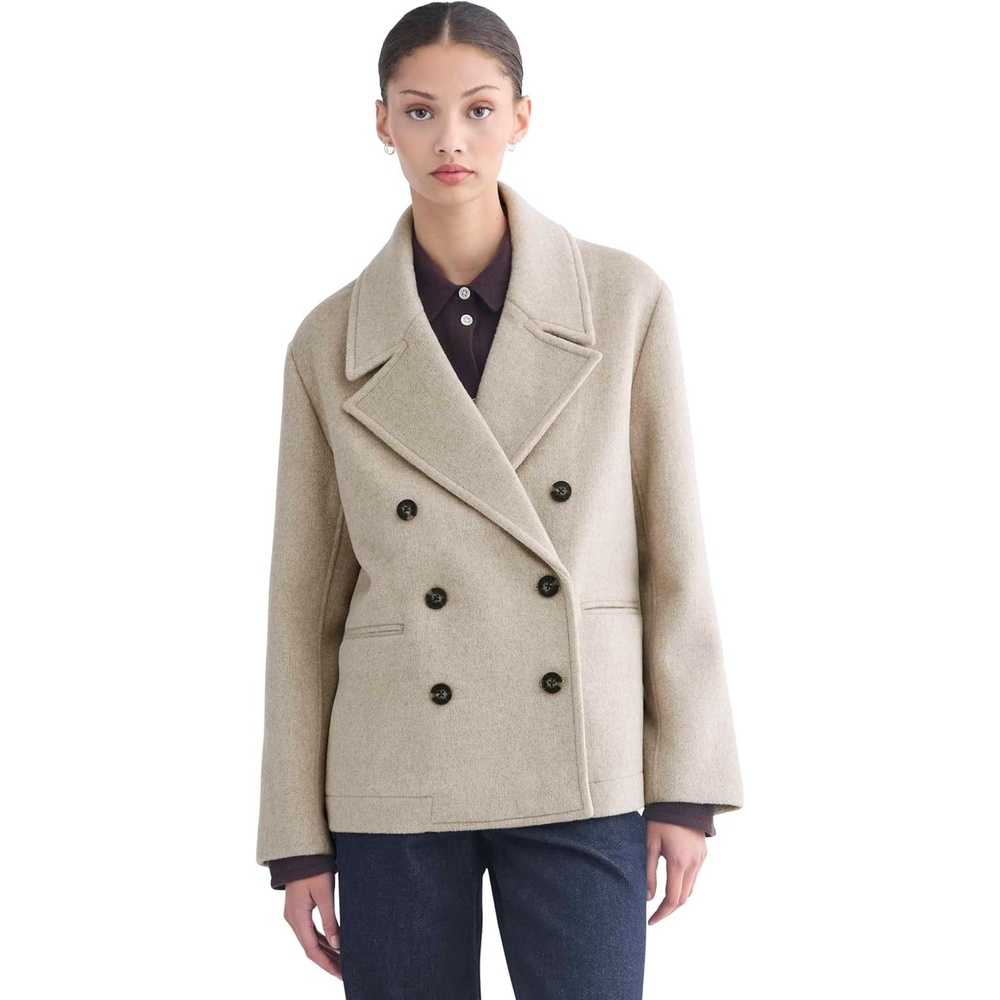 image:imageEverlane womens Rewool Short PeacoatHeather Wheat