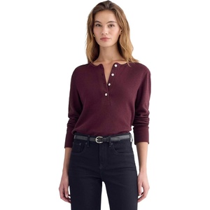 Everlane Women’s Everlane Boxy Henley in Cozy Waffle(Heathered Port Royale)