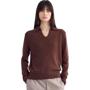 Everlane Women’s Everlane Cashmere Polo Sweater(Dark Mahogany)