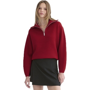 Everlane Women’s Everlane The Half-Zip Sweater in Luxe Merino(Berry Red)
