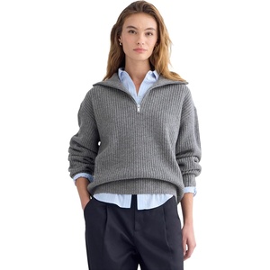 Everlane Women’s Everlane The Half-Zip Sweater in Luxe Merino(Heathered Mid-grey)