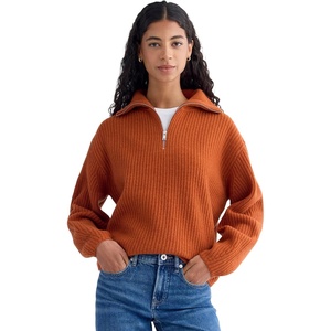 Everlane Women’s Everlane The Half-Zip Sweater in Luxe Merino(Rust Heather)