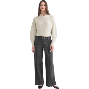 Everlane Women’s Ponte Wide-Leg Trouser | Viscose Stretch Wide-Leg Dress Pant(Heathered Soot)