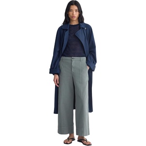 Everlane Women’s Seamed Wide-Leg Pant | OCS Organic Cotton Linen Blend High-Rise Wide-Leg Trouser(Agave Green)