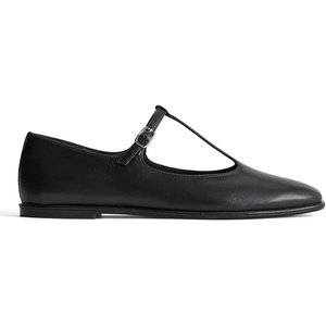 Everlane Women’s The Leather T-Strap Flat(Black)
