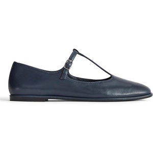 Everlane Women’s The Leather T-Strap Flat(Navy)