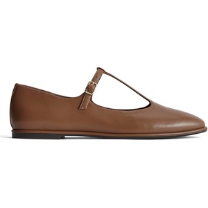 Everlane Women’s The Leather T-Strap Flat(Rum)