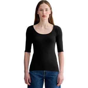 Everlane Women’s The Luxe Rib Scoop-Neck Tee(Black)