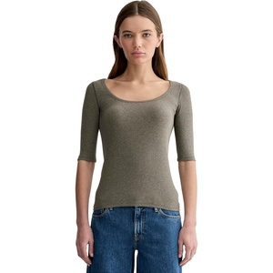 Everlane Women’s The Luxe Rib Scoop-Neck Tee(Heathered Fatigue)