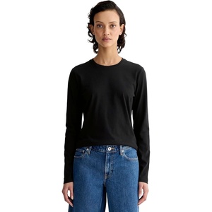 Everlane Women’s The Slim Long-Sleeve Crew in Essential Cotton(Black)