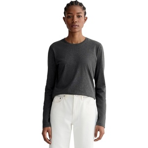Everlane Women’s The Slim Long-Sleeve Crew in Essential Cotton(Heathered Soot)